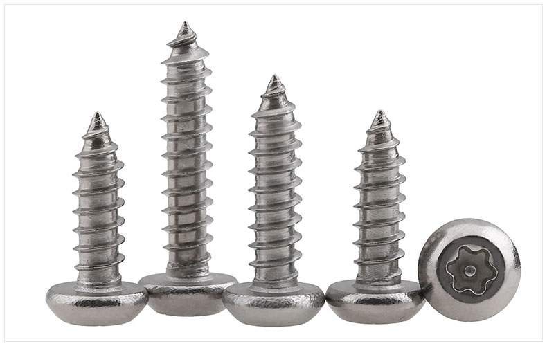 304不銹鋼盤頭圓頭梅花帶柱針防盜自攻螺絲釘 木螺絲螺釘M2.9-4.86