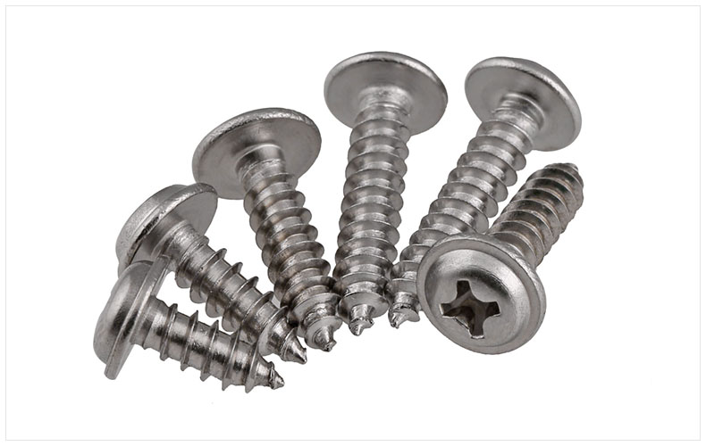 304帶墊不銹鋼圓頭盤(pán)頭自攻螺絲釘自帶墊螺絲3