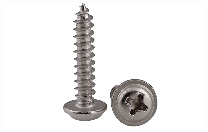 304帶墊不銹鋼圓頭盤(pán)頭自攻螺絲釘自帶墊螺絲5